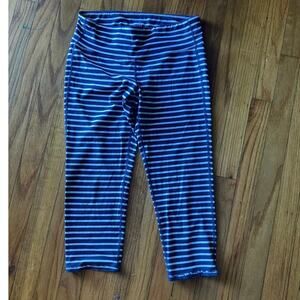 Athleta Blue & White Striped Cropped Leggings Size M